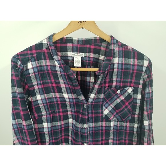 Hasting & Smith Flannel Plaid Shirt Womens 3X Long Sleeve Button Up - Picture 5 of 6